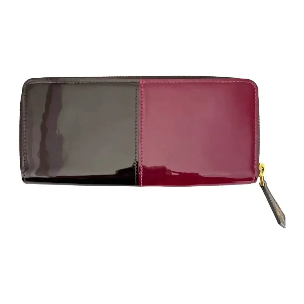 Louis Vuitton Vernis Clemence Wallet Magenta Brown Patent Leather With Dustbag